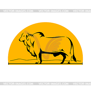 Brahman Bull Mountains Side Half Circle - vector clipart