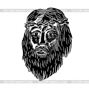 Christ Crown of Thorns Woodcut - vector clip art