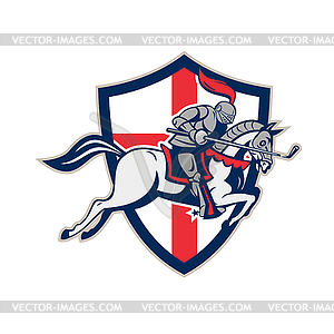 English Knight Golf Club Lance Shield Retro - vector image