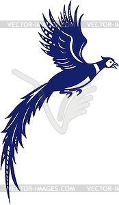 Pheasant Bird Fowl Flying Side Retro - royalty-free vector image