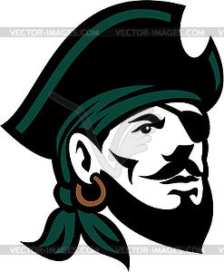 Pirate Head Eyepatch Looking Up Retro - vector image