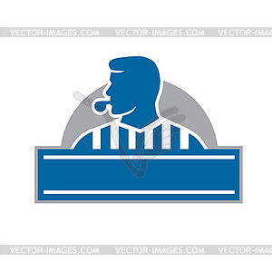 Umpire Referee Official Whistle Half Circle Retro - vector image