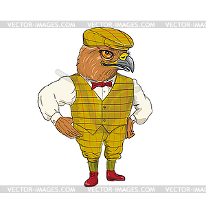 Hawk English Outdoorsman Drawing - vector clip art