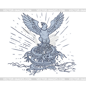 Eagle and Dragon Mountains Drawing - royalty-free vector image