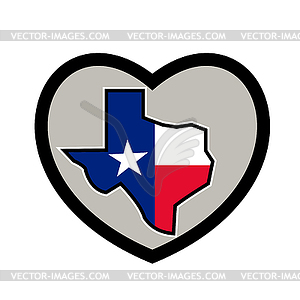Texas Flag Map Inside Heart Icon - vector clipart
