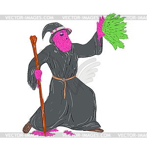 Wizard Casting Spell Grime Art - vector clipart