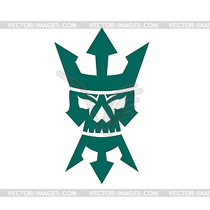 Neptune Skull Trident Beard and Crown Icon - vector image