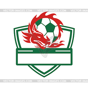 Red Dragon Soccer Ball Crest - vector clip art