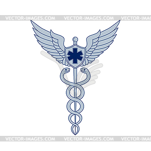 Caduceus With Pilot Wings EMT Star Icon - vector clipart