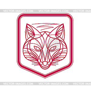 Fox Head Crest Monoline - vector clipart