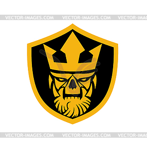 Neptune Skull Front Shield - vector clipart