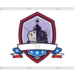 Battleship Stars Stripes Crest Retro - vector clipart