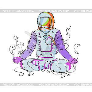 Cosmonaut Padmasana Position Doodle - vector image