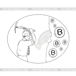 Bitcoin Miner Cryptocurrency Drawing - vector clipart