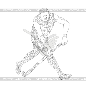 Field Hockey Player Doodle - royalty-free vector image