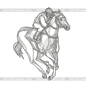 Horse Racing Jockey Doodle Art - vector clip art
