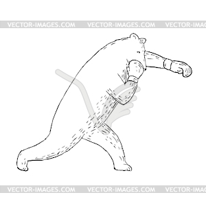 Kodiak Bear Left Straight Punch Drawing - vector image