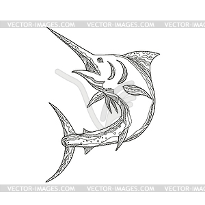 Atlantic Blue Marlin Doodle - vector image