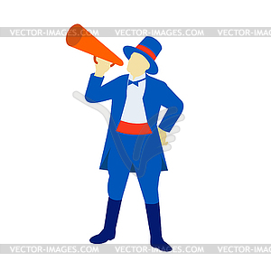 Ringmaster Shouting Bullhorn Retro - vector clip art