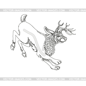 Jackalope Hopping Doodle Art - vector image