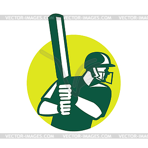 Cricket Batsman Batting Icon Retro - royalty-free vector image