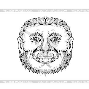 Neanderthal Male Head Doodle Art - vector clip art