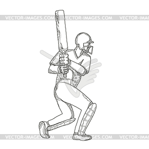 Крикет Batsman Batting Doodle Art - векторное изображение EPS