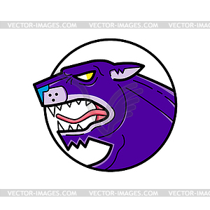 Black Panther Growling Mono Line - vector image