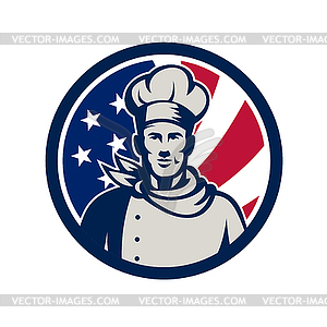 American Baker Chef USA Flag Icon - vector clipart