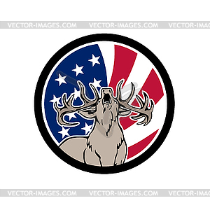 North American Deer USA Flag Icon - vector image