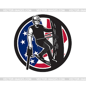 American Tree Surgeon USA Flag Icon - vector clipart