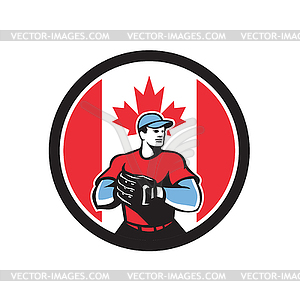 Canadian Baseball Pitcher Canada Flag Icon - vector clipart