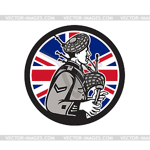 British Bagpiper Union Jack Flag Icon - vector image