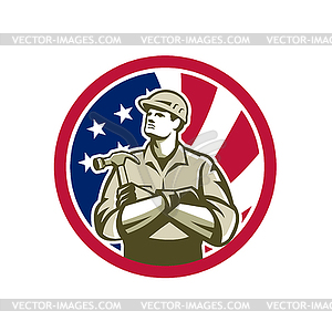 American Carpenter USA Flag Icon - vector image