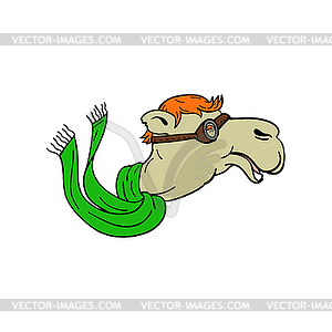 Camel Wearing Goggles Mascot - vector image