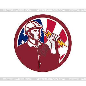 American Lineman USA Flag Icon - vector image