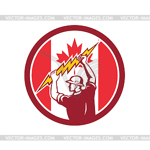 Canadian Electrician Lighting Bolt Canada Flag Icon - stock vector clipart