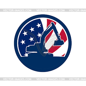 American Excavator USA Flag Icon - royalty-free vector image