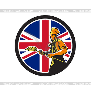 British Pizza Baker Union Jack Flag Icon - vector image