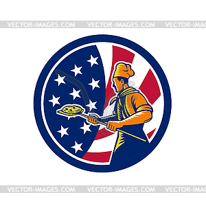 American Pizza Baker USA Flag Icon - vector clipart