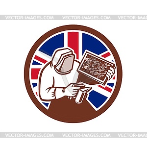 British Beekeeper Union Jack Flag Icon - vector image