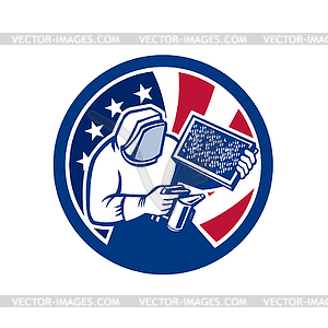 American Beekeeper USA Flag Icon - vector clipart