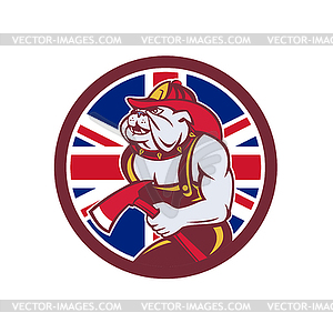 British Bulldog Fireman Union Jack Flag Icon - vector clipart / vector image