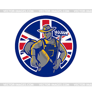 British Organic Farmer Union Jack Flag Icon - vector clip art