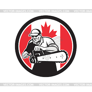 Canadian Tree Surgeon Chainsaw Canada Flag - stock vector clipart