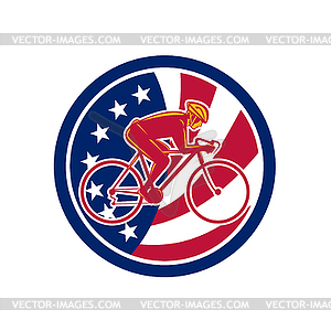 American Cyclist Cycling USA Flag Icon - vector clip art