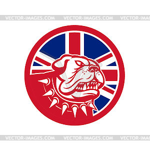 British Bulldog Head Union Jack Flag Icon - vector clipart