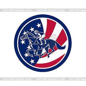 American Jockey Horse Racing USA Flag Icon - vector clipart