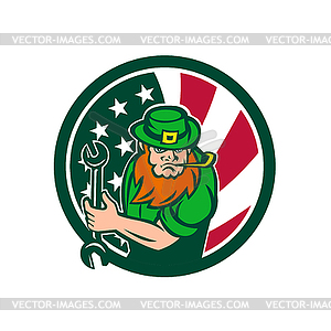 Irish-American Mechanic USA Flag Icon - vector clip art