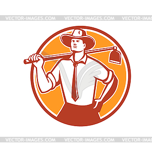 Urban Farmer Grab Hoe Circle Retro - vector clipart